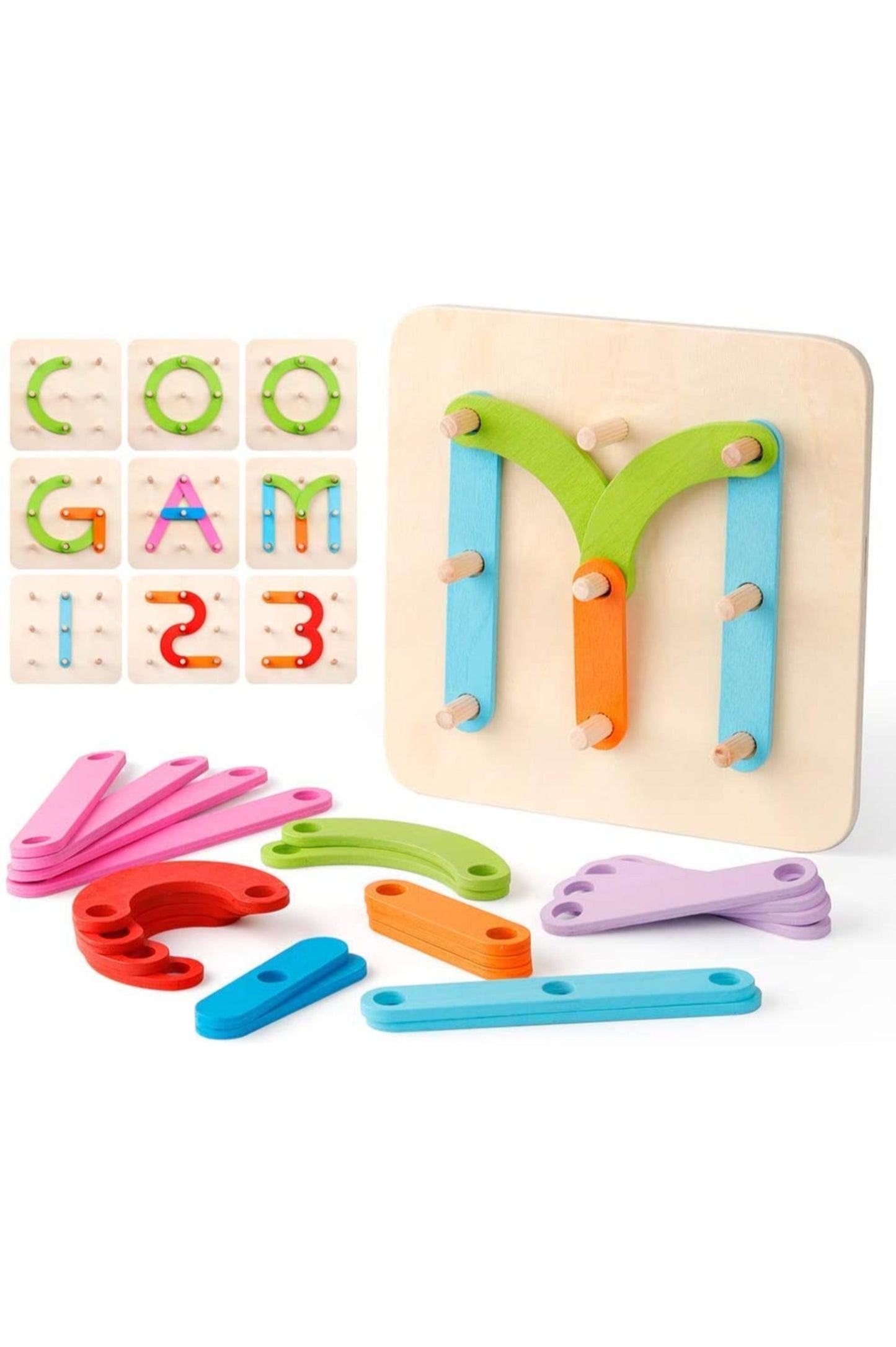 Juego educativo de bloques apilables de madera con letras y números, para niños y niñas