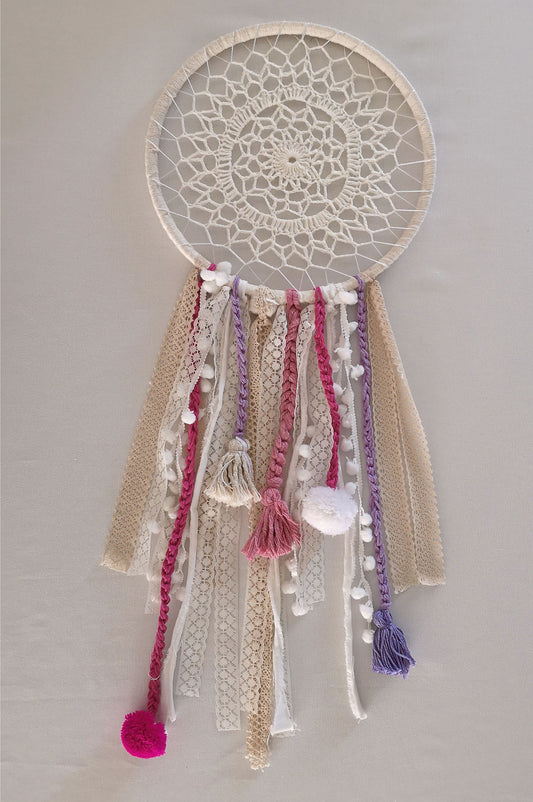 Atrapasueños beige/rosa/morado