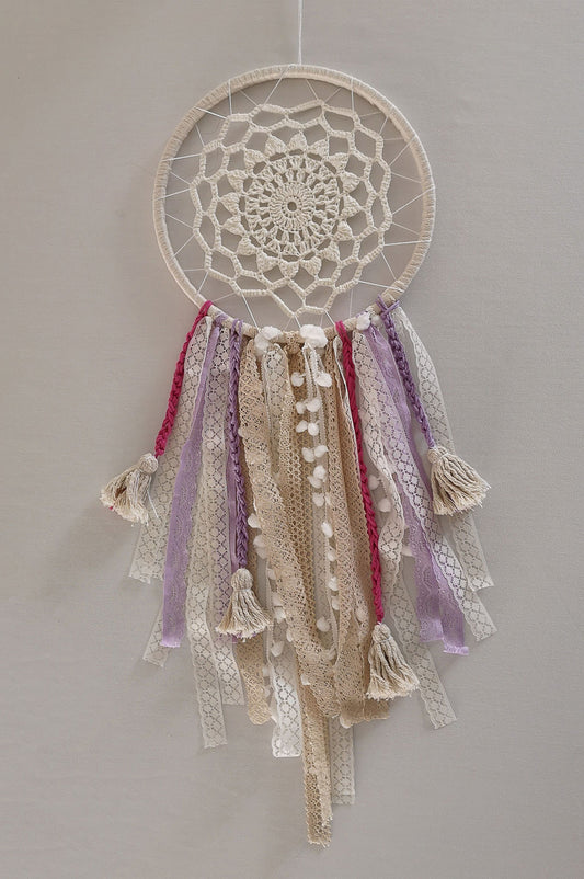 Atrapasueños beige/rosado/morado