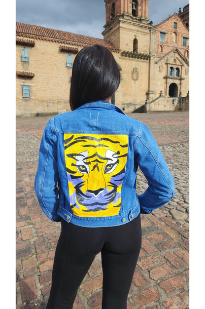 Chaqueta Jean pintura tigre