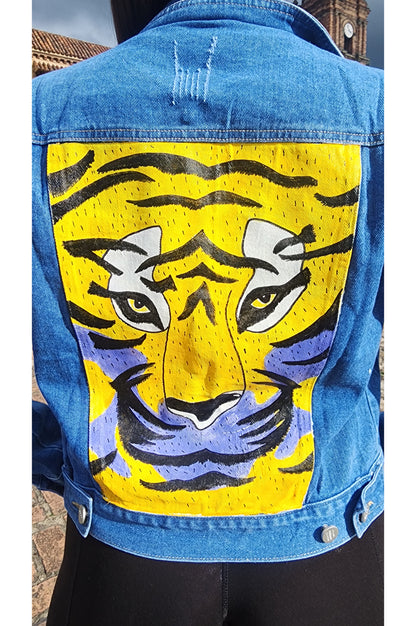 Chaqueta Jean pintura tigre