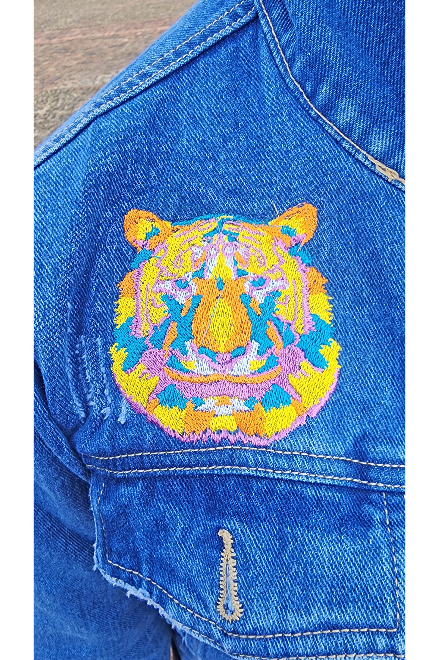 Chaqueta Jean pintura tigre