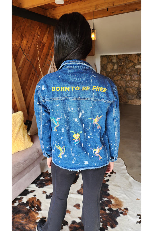 Chaqueta Jean bordada Born To Be Free.