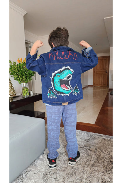 Chaqueta jean niño unisex dino