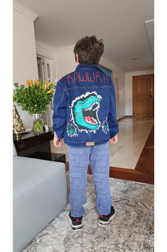 Chaqueta jean niño unisex dino