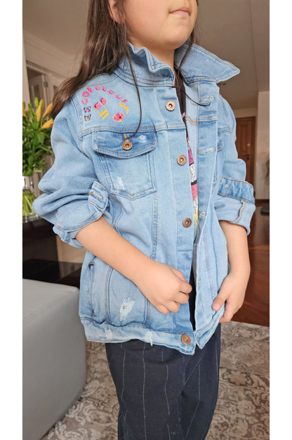 Chaqueta jean niña mariposas