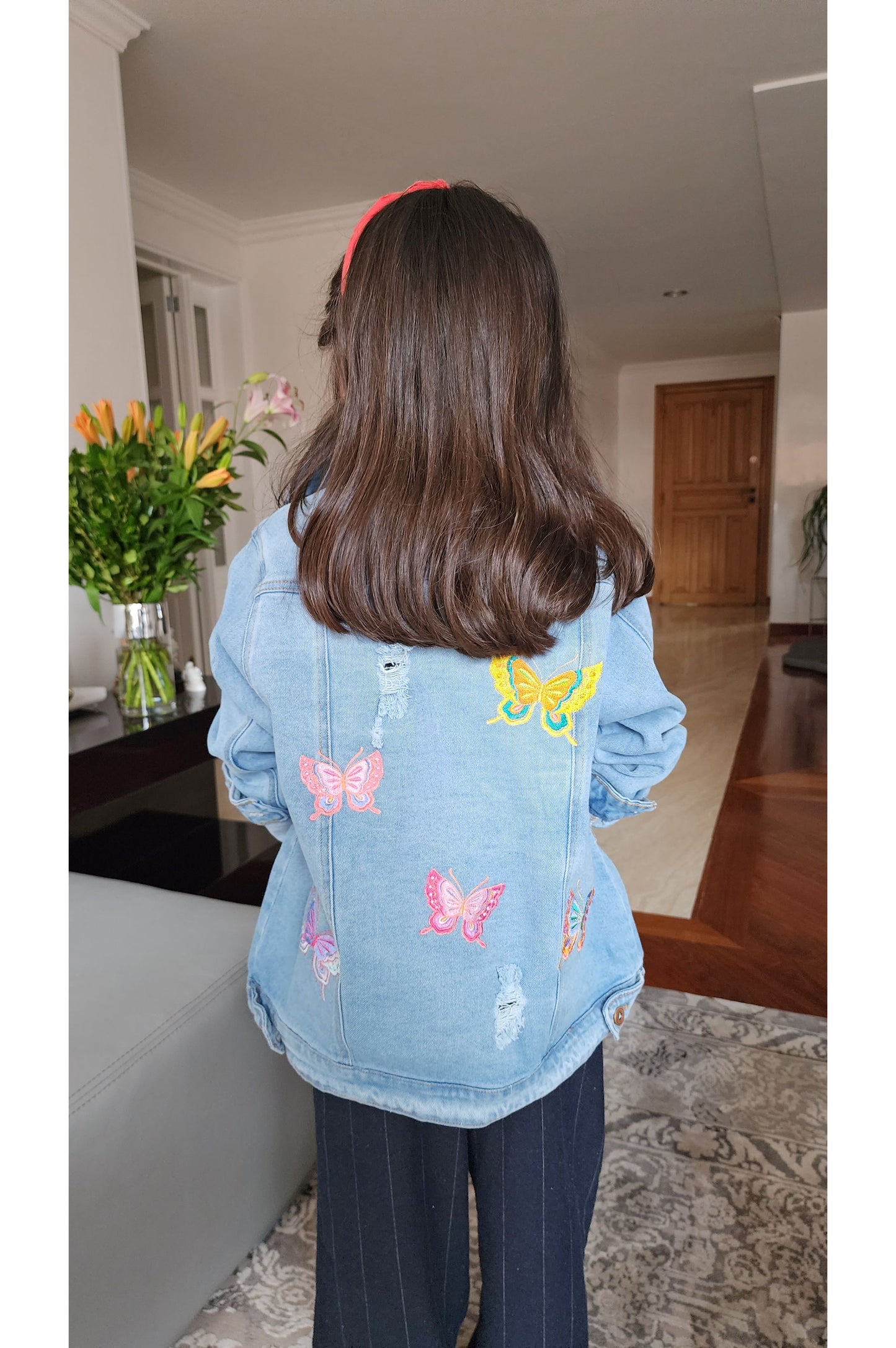 Chaqueta jean niña mariposas