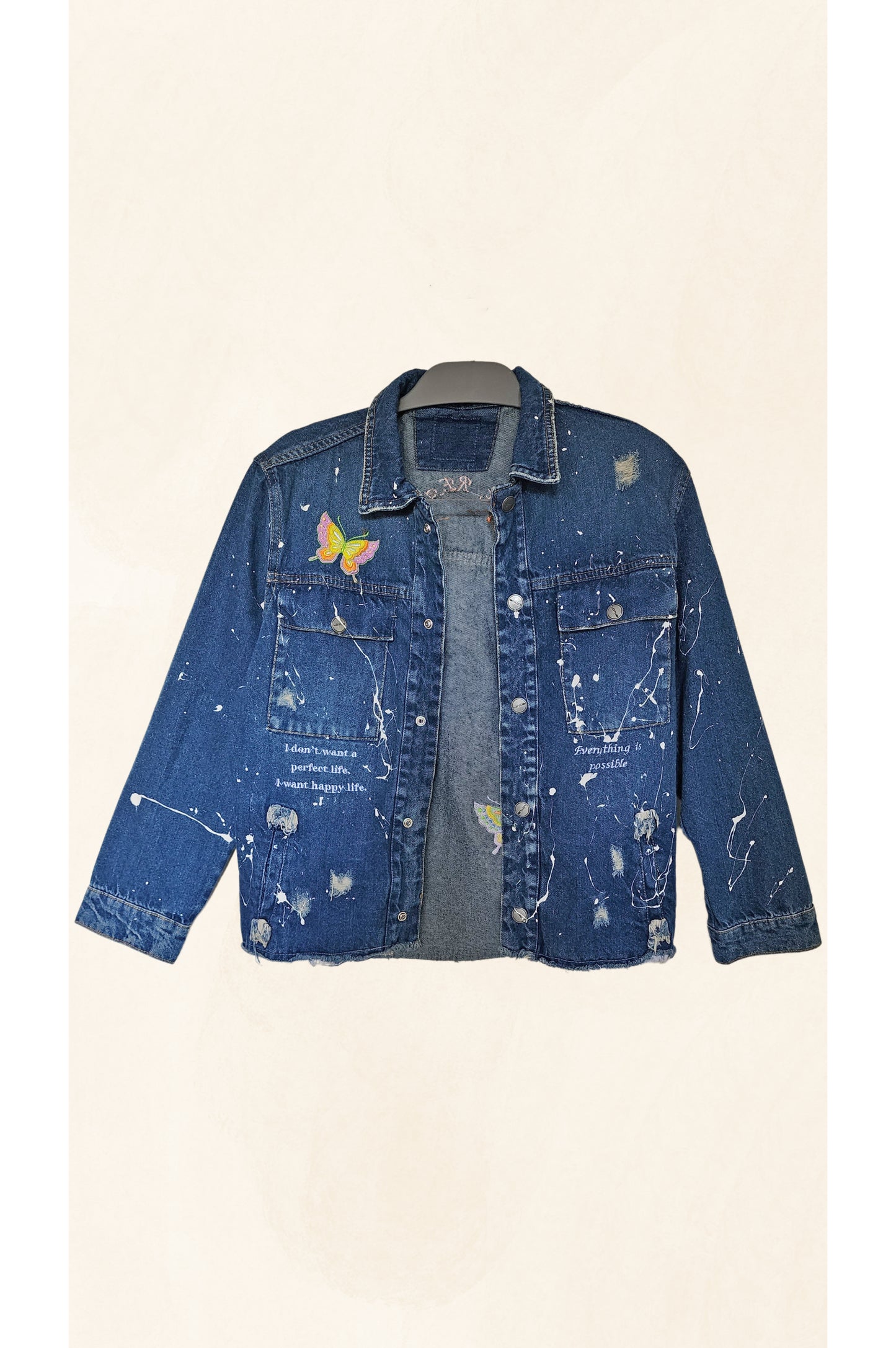 Chaqueta Jean bordada Mariposa.