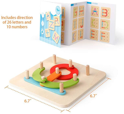 Juego educativo de bloques apilables de madera con letras y números, para niños y niñas