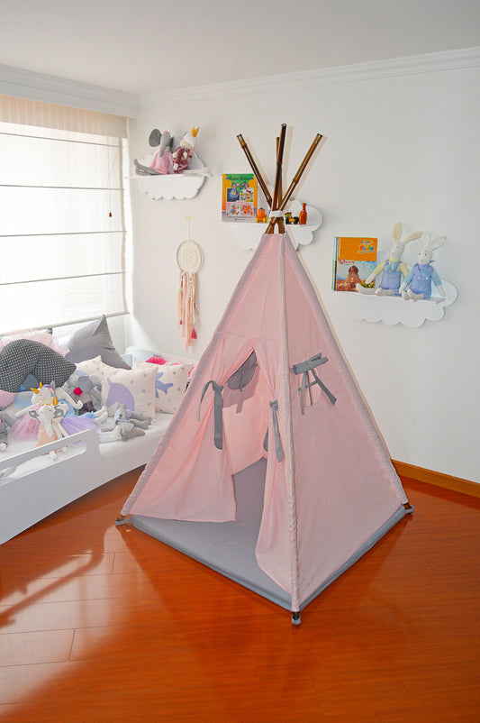 teepee rosado pastel/ gris