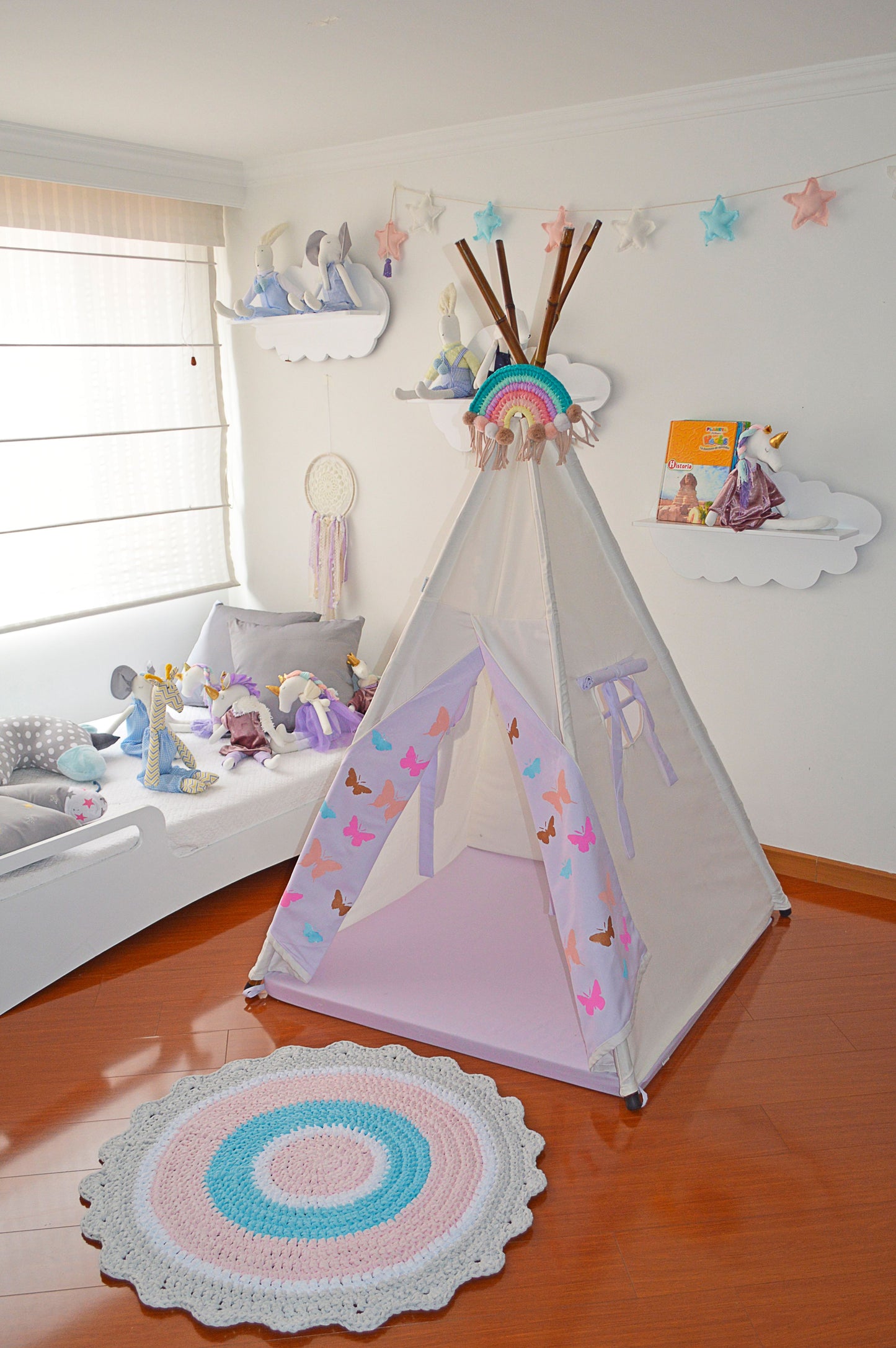 Teepee Beige mariposa / lila