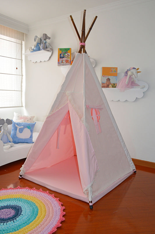 Teepee Beige/rosa doble encaje