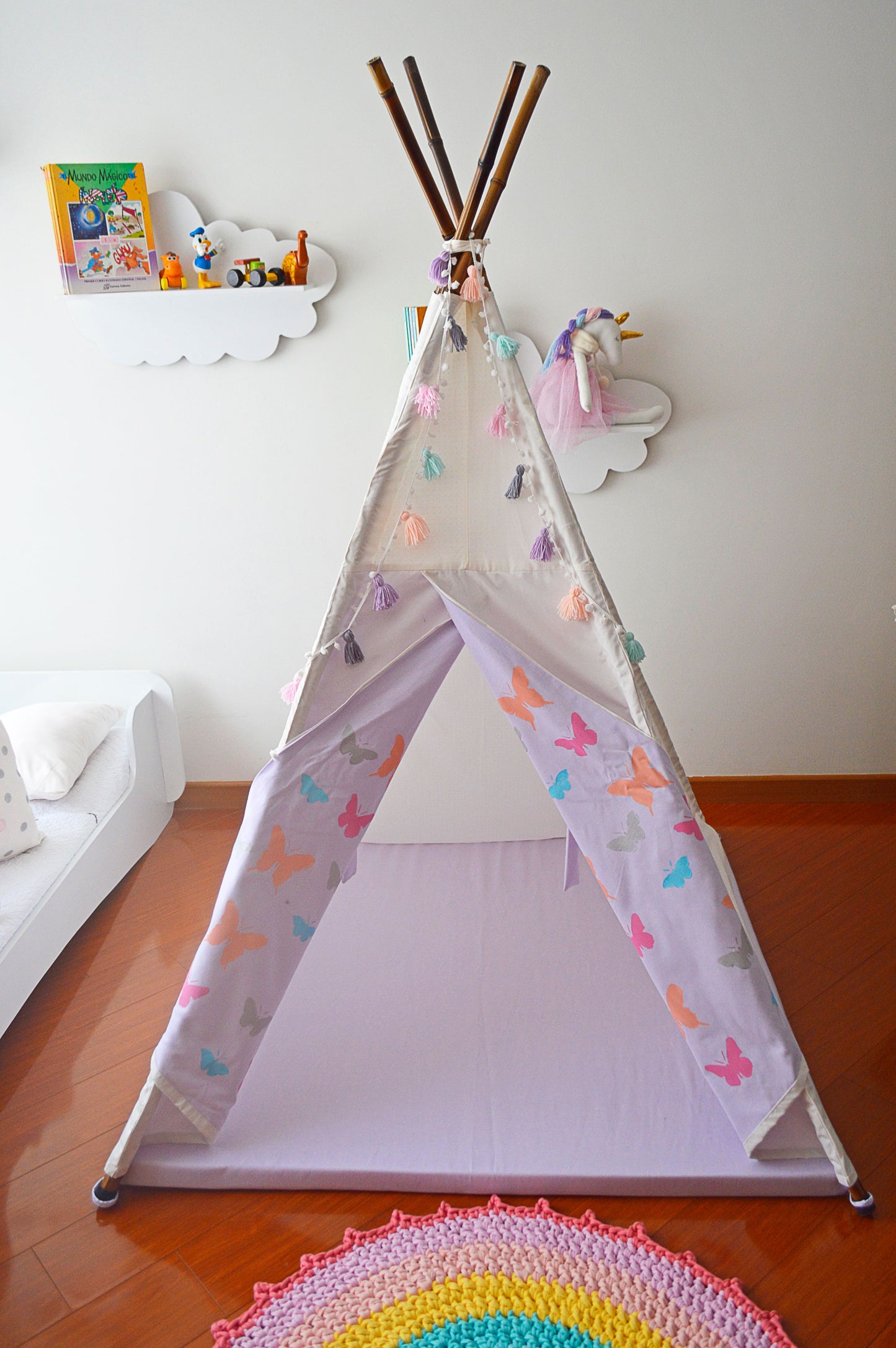 Teepee Beige mariposa / lila