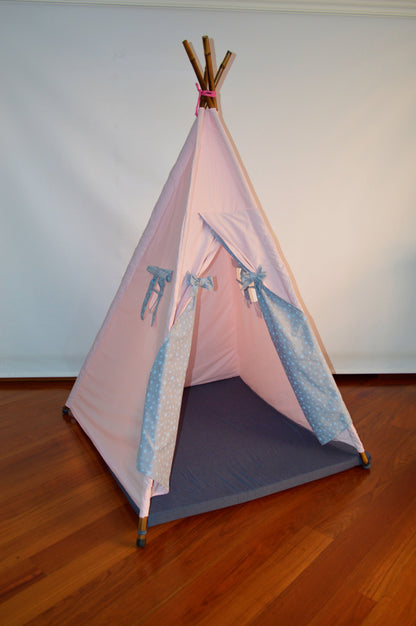 Teepee Rosado/ gris estrellas