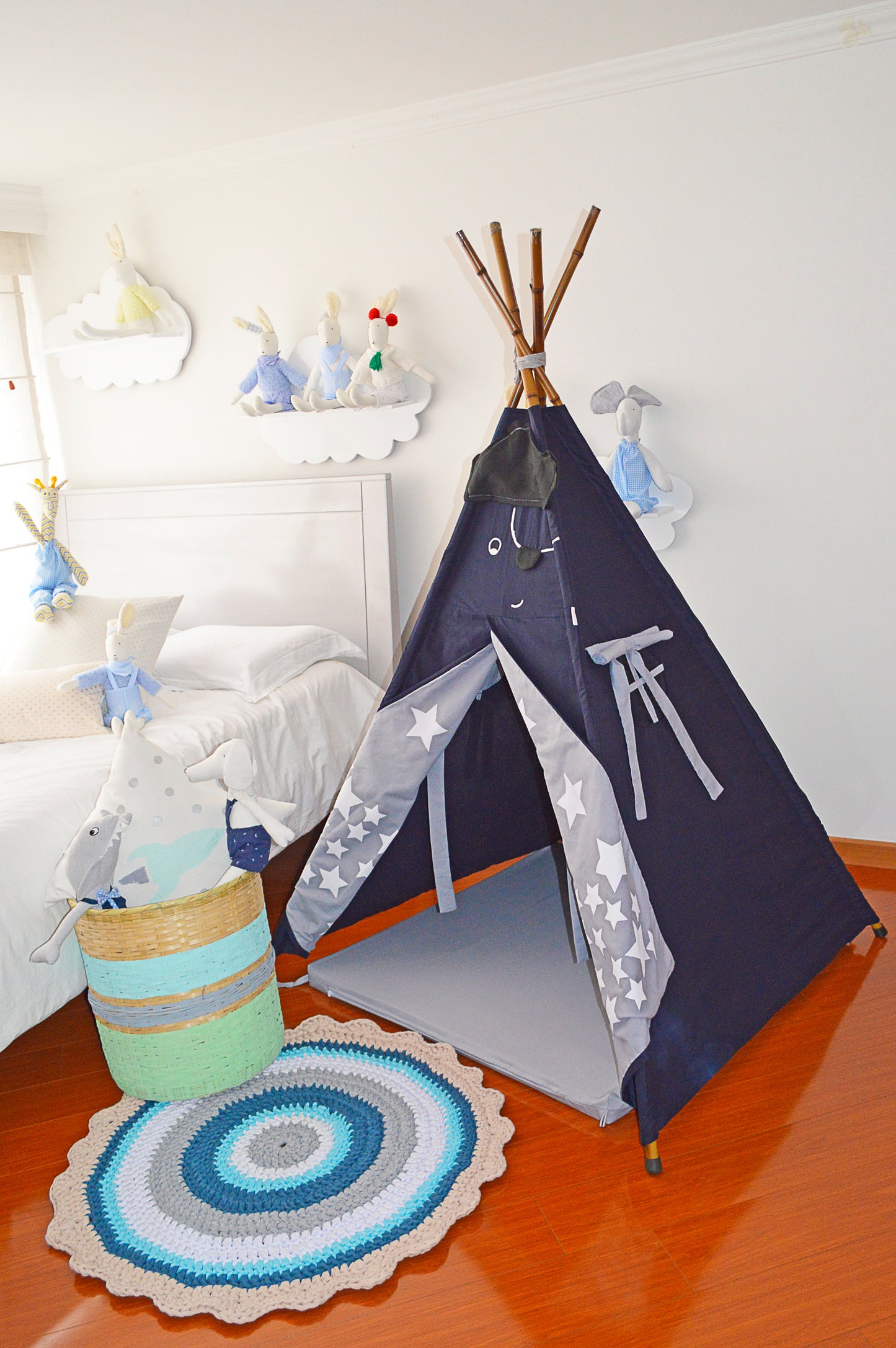 Teepee Azul oscuro estrellas pirata