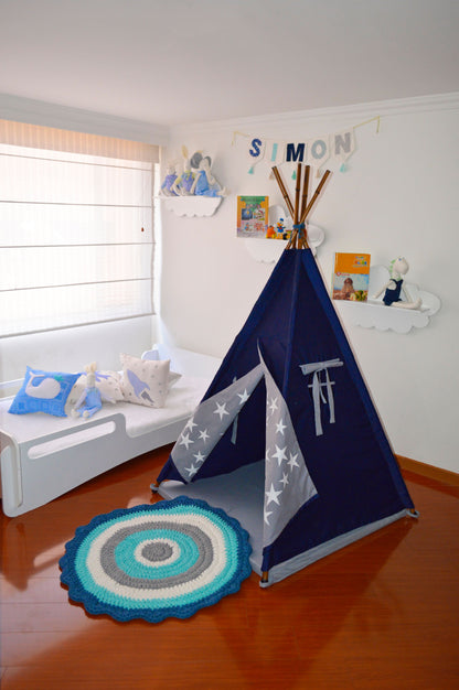 Teepee Azul Oscuro/ gris estrella