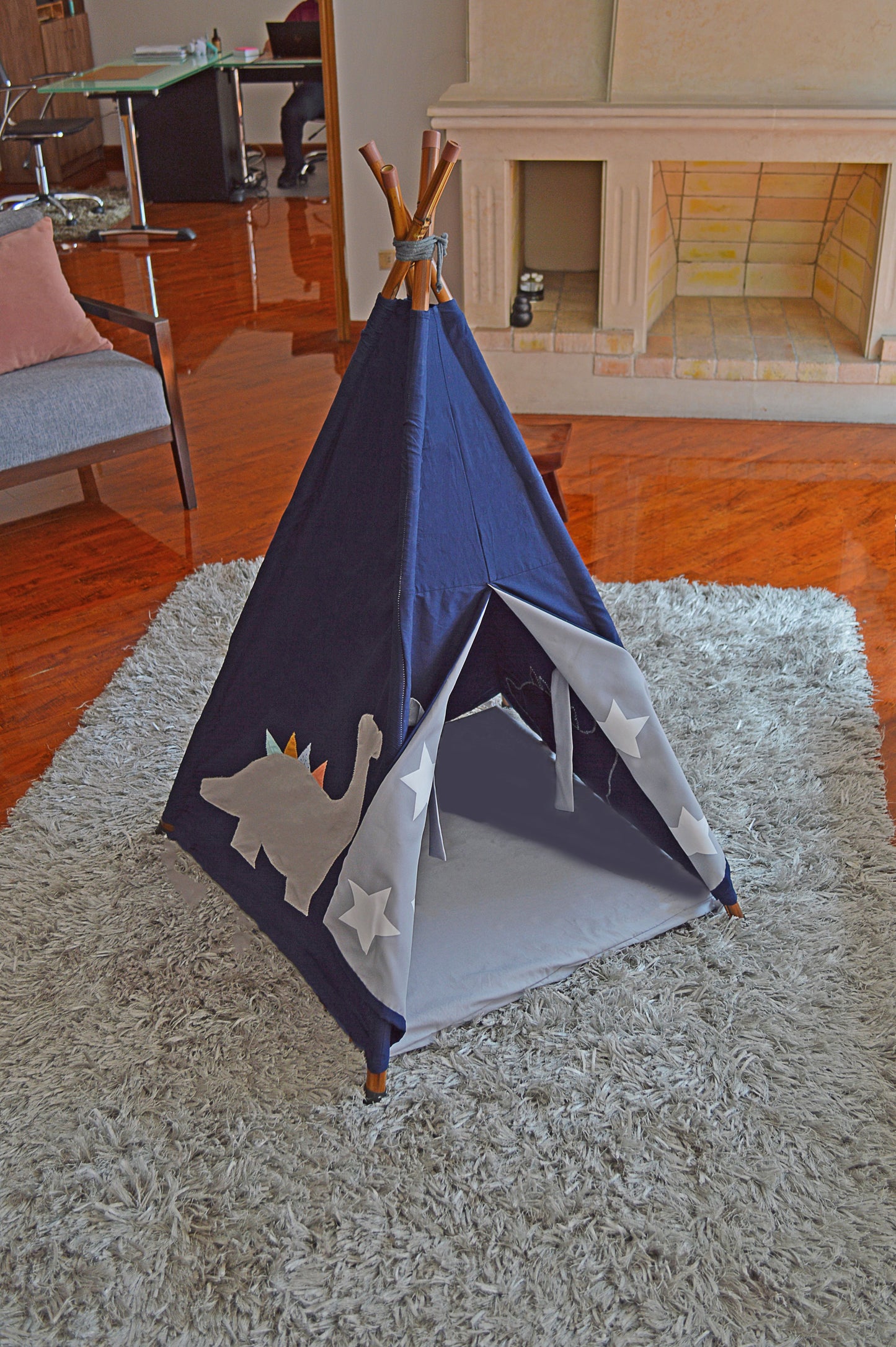 Teepee Azul Oscuro Dino /Mascota