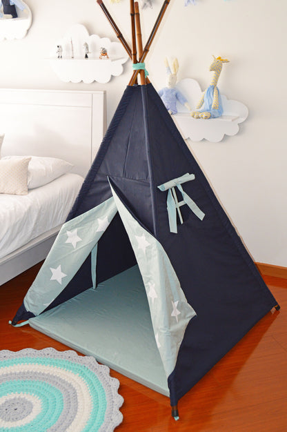 Teepee Azul Oscuro / Verdementa estrellas