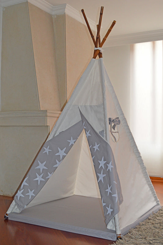 Teepee Blanco/gris estrellas