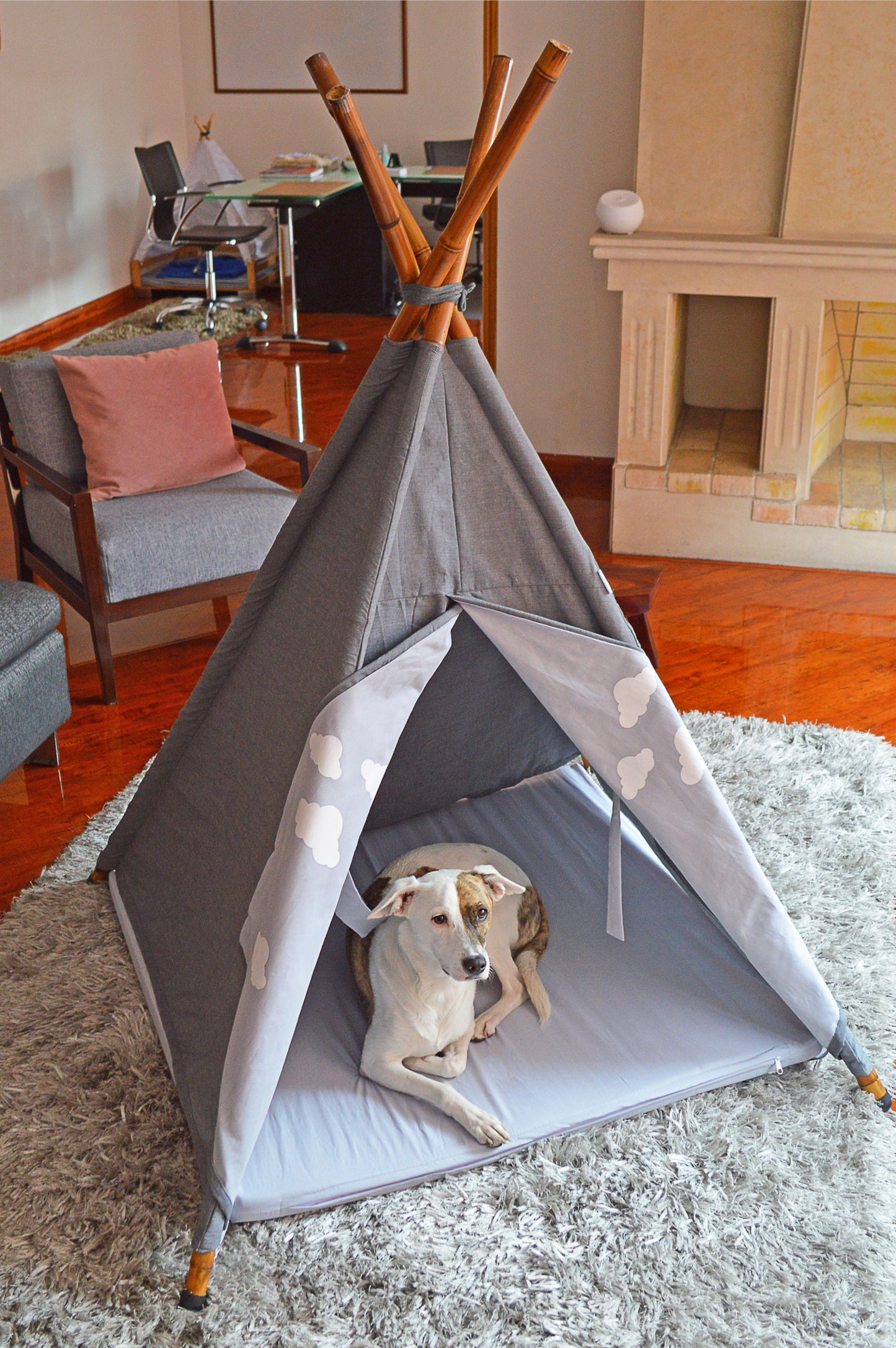 Teepee mascota gris