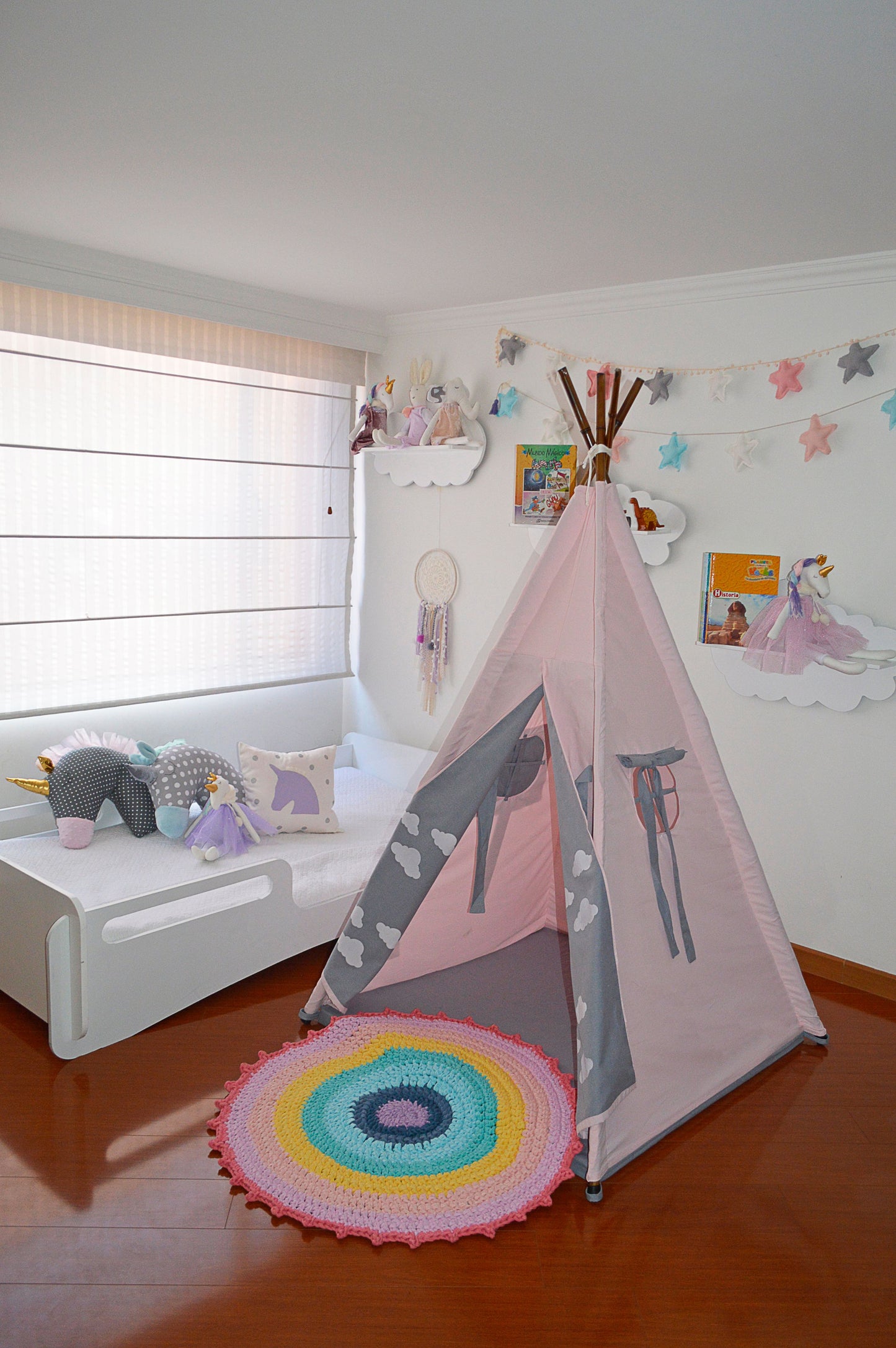 Teepee rosa/ Gris perla nube